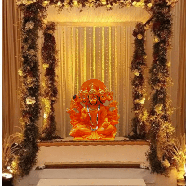 Panchmukhi Hanuman resin idol in orange