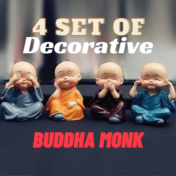 Showpiece and Gift Idol Baby Monk Buddha Multicoloured Figurines Statue Set of 4 pieces with Box Packing - Image 3