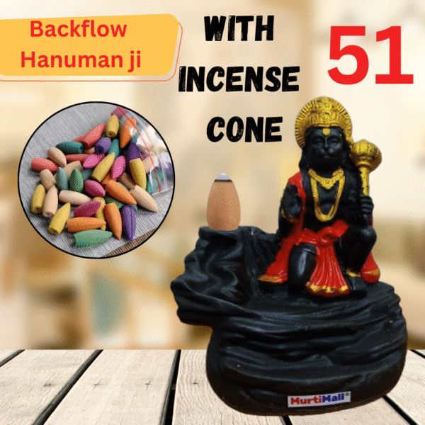 Backflow Lord Hanuman Murti – Spiritual Decor with Incense Effect