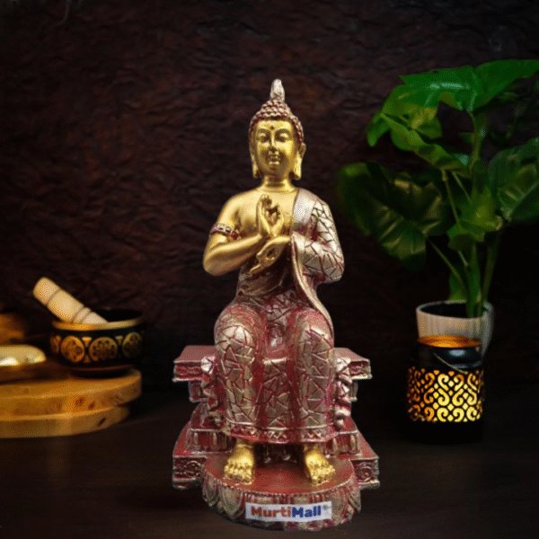 Red Buddha Statue – Peaceful Decor for Home, Office & Meditation