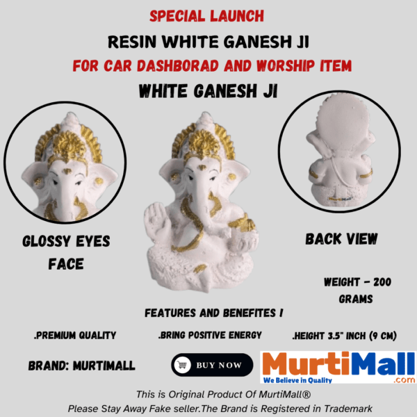 MurtiMall Lord Ganes Ji Idol For Home Temple Worship And Car Dashboard - Image 4