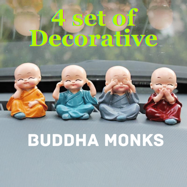 Showpiece and Gift Idol Baby Monk Buddha Multicoloured Figurines Statue Set of 4 pieces with Box Packing - Image 4