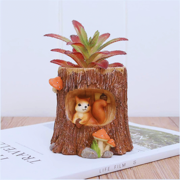 Rustic Tree Trunk Flower Pot for Garden, Balcony, or Table Decor - Image 2