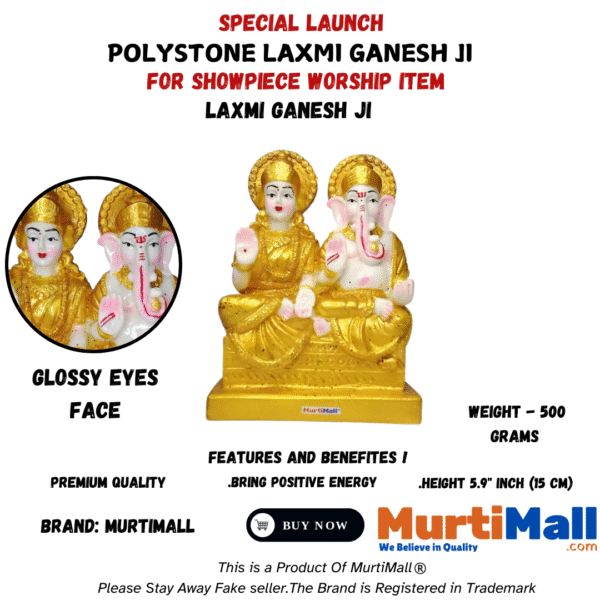 Laxmi Ganesh Murti – Auspicious Idol for Diwali, Pooja & Home Decor - Image 4