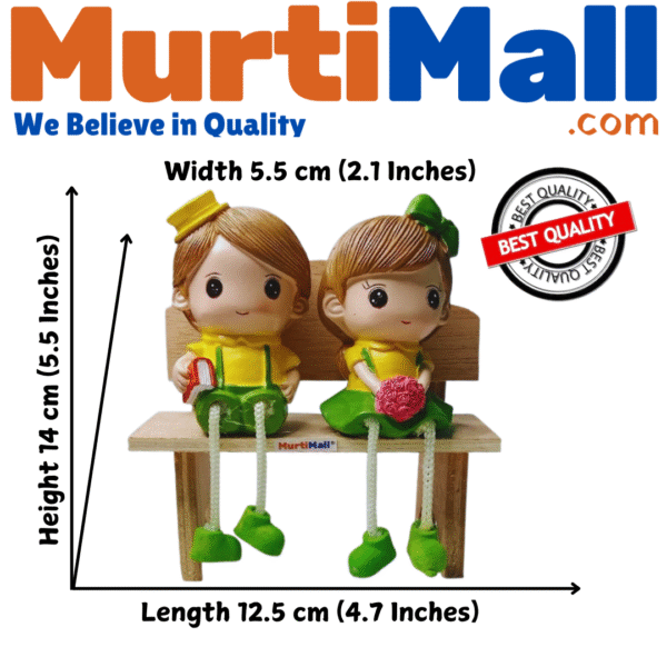 cute boy and girl hanging legs showpiece
