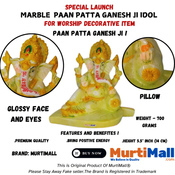 Leaf Pillow Ganesh Idol – Peaceful Home Decor for Temple & Gifting - Image 4