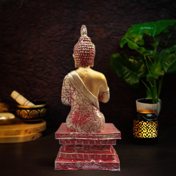 Red Buddha Statue – Peaceful Decor for Home, Office & Meditation - Image 2