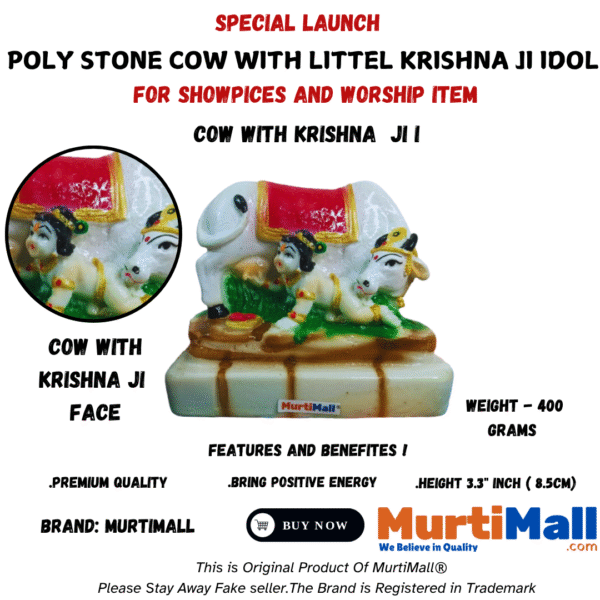 Krishna with Cow Statue – Divine Idol of Love, Compassion & Harmony - Image 4