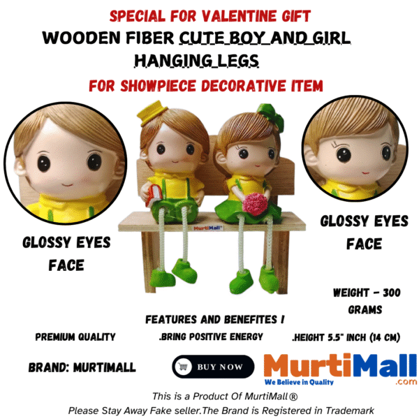 cute boy and girl hanging legs showpiece