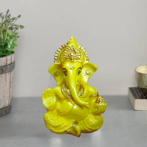 Yellow Ganesh Murti – Vibrant Idol for Home Temple & Positive Vibes - Image 2