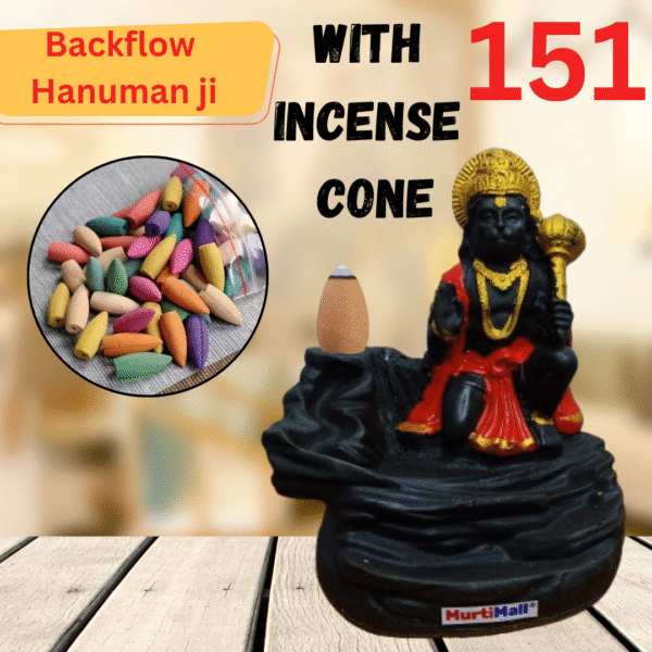 Backflow Lord Hanuman Murti – Spiritual Decor with Incense Effect