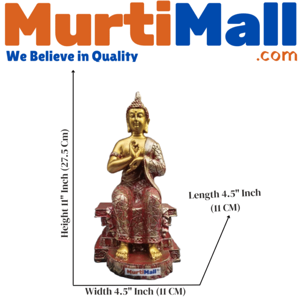 Red Buddha Statue – Peaceful Decor for Home, Office & Meditation - Image 3