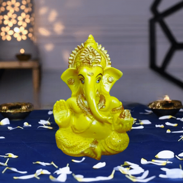 Yellow Ganesh Murti – Vibrant Idol for Home Temple & Positive Vibes - Image 3