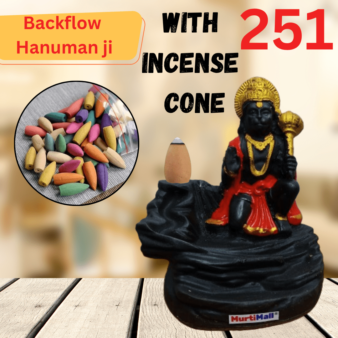 Backflow Lord Hanuman Murti – Spiritual Decor with Incense Effect