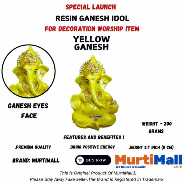 Yellow Ganesh Murti – Vibrant Idol for Home Temple & Positive Vibes - Image 5