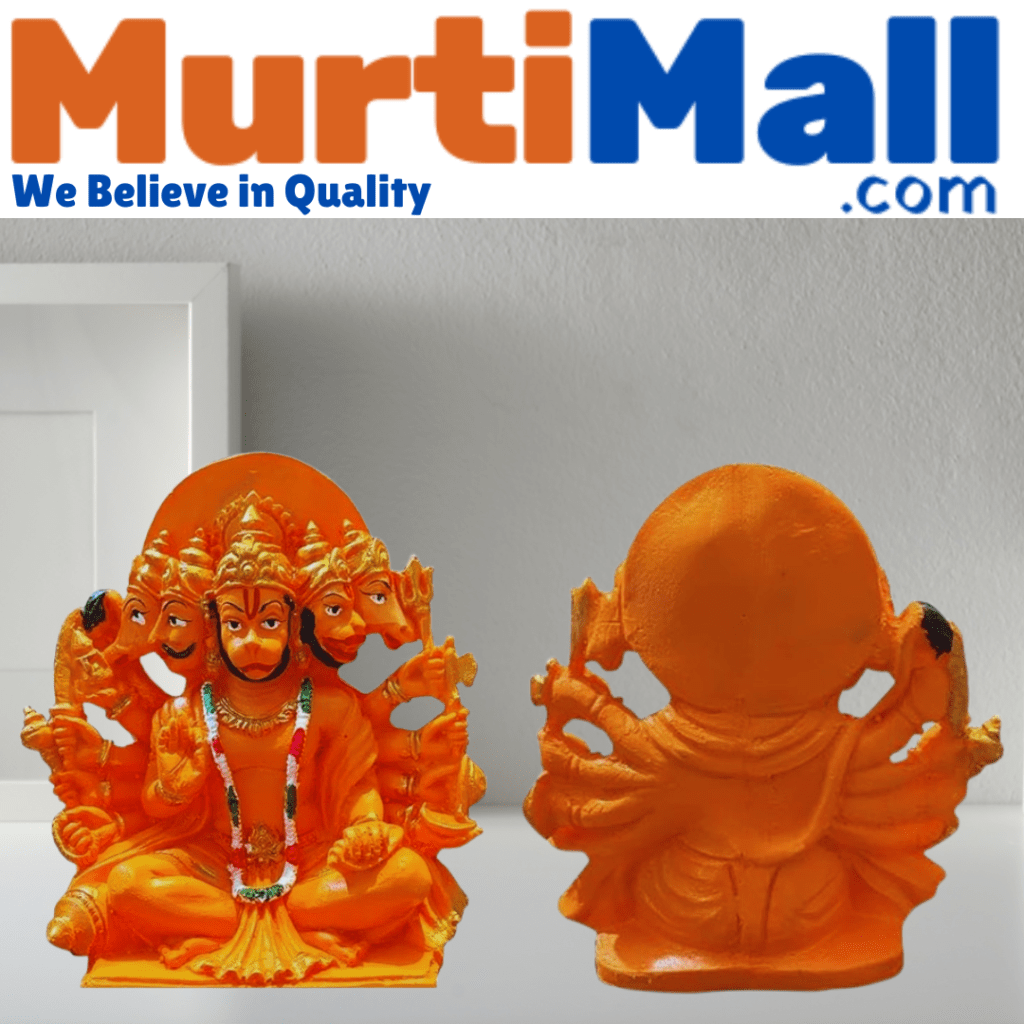 Panchmukhi Hanuman resin idol in orange