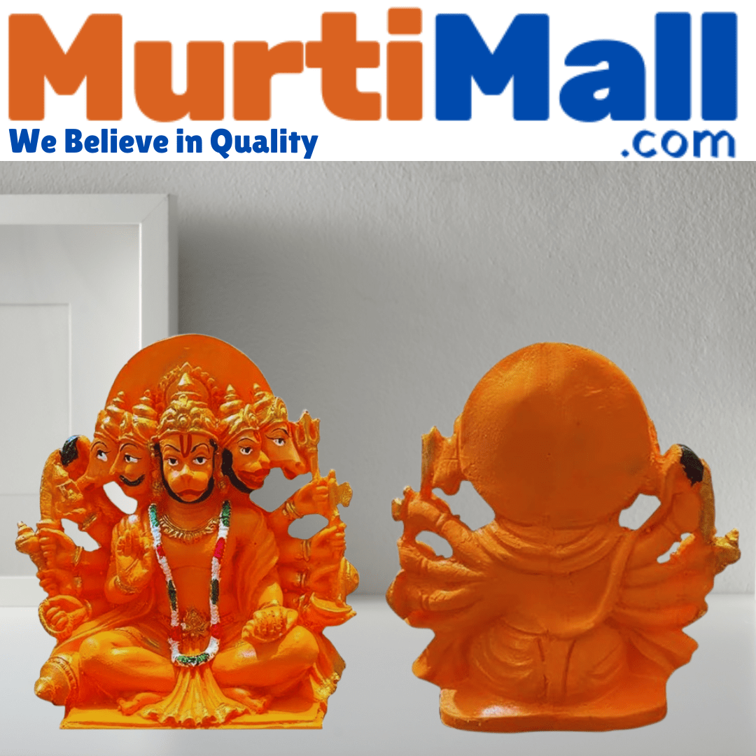 Panchmukhi Hanuman resin idol in orange