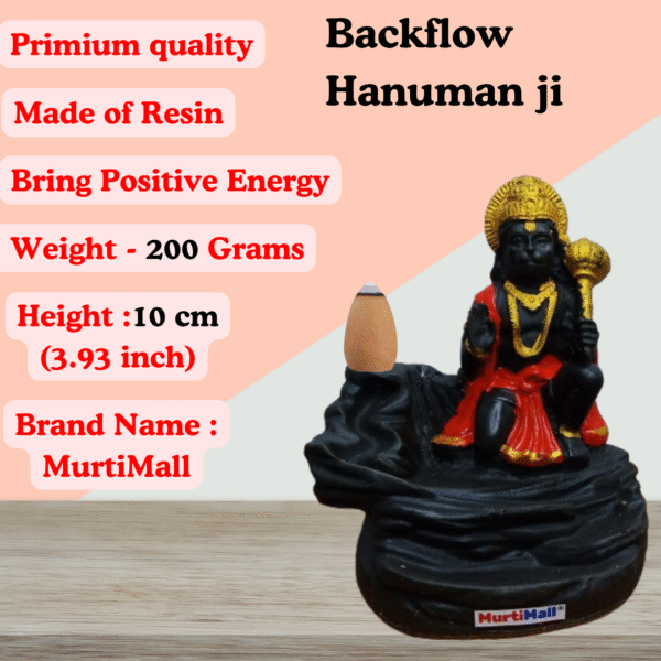 Backflow Lord Hanuman Murti – Spiritual Decor with Incense Effect - Image 4