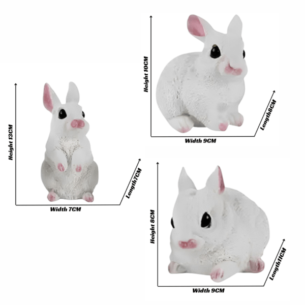 3 cute miniature rabbit figurines