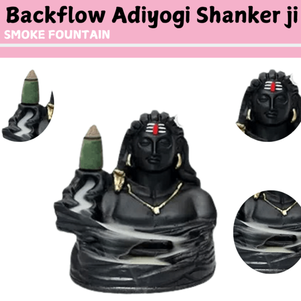 MurtiMall Adiyogi Shankar Ji backflow smoke fountain with incense - Image 2