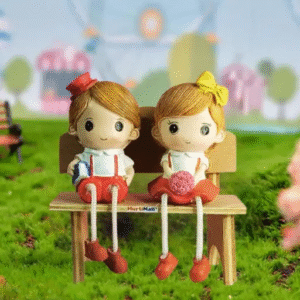 Cute Boy & Girl Hanging Legs Showpiece – Romantic Shelf Decor Gift